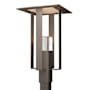 Hubbardton Forge Shadow Box 24" Tall Post Light Coastal Dark Smoke / Outdoor Silver / Clear