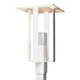 Hubbardton Forge Shadow Box 24" Tall Post Light Coastal White / Vintage Platinum / Clear