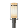 Hubbardton Forge Banded 23" Tall Post Light Coastal Natural Iron / Opal