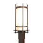 Hubbardton Forge Banded 23" Tall Post Light Coastal Bronze / Opal