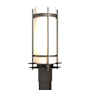 Hubbardton Forge Banded 23" Tall Post Light Coastal Dark Smoke / Opal
