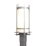 Hubbardton Forge Banded 23" Tall Post Light Coastal Burnished Steel / Opal