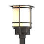 Hubbardton Forge Tourou 19" Tall Post Light Coastal Natural Iron / Opal