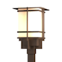 Hubbardton Forge Tourou 19" Tall Post Light Coastal Bronze / Opal