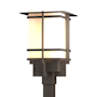 Hubbardton Forge Tourou 19" Tall Post Light Coastal Dark Smoke / Opal