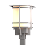 Hubbardton Forge Tourou 19" Tall Post Light Coastal Burnished Steel / Opal