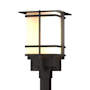 Hubbardton Forge Tourou 19" Tall Post Light Coastal Oil Rubbed Bronze / Opal