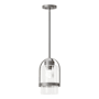 Hubbardton Forge Alcove 8" Wide Outdoor Mini Pendant Coastal Burnished Steel / Clear