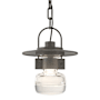 Hubbardton Forge Mason 9" Wide Semi-Flush Outdoor Mini Penant Coastal Natural Iron / Clear