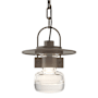 Hubbardton Forge Mason 9" Wide Semi-Flush Outdoor Mini Penant Coastal Dark Smoke / Clear