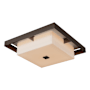 Hubbardton Forge Shadow Box 4 Light 16" Wide Flush Mount Square Outdoor Ceiling Fixture Coastal Bronze / Coastal Burnished Steel / Opal