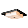 Hubbardton Forge Shadow Box 4 Light 16" Wide Flush Mount Square Outdoor Ceiling Fixture Coastal Black / Coastal Dark Smoke / Opal