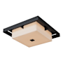Hubbardton Forge Shadow Box 4 Light 16" Wide Flush Mount Square Outdoor Ceiling Fixture Coastal Black / Coastal Black / Opal