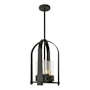 Hubbardton Forge Triomphe 4 Light 13" Wide Outdoor Pillar Candle Pendant Coastal Natural Iron / Seeded Clear