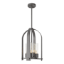 Hubbardton Forge Triomphe 4 Light 13" Wide Outdoor Pillar Candle Pendant Coastal Burnished Steel / Seeded Clear