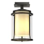 Hubbardton Forge Meridian 8" Wide Semi-Flush Outdoor Ceiling Fixture Coastal Natural Iron / Opal
