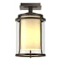 Hubbardton Forge Meridian 8" Wide Semi-Flush Outdoor Ceiling Fixture Coastal Dark Smoke / Opal