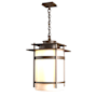 Hubbardton Forge Banded 14" Wide Semi-Flush Outdoor Pendant Coastal Bronze / Opal