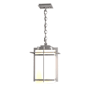 Hubbardton Forge Tourou 11" Wide Semi-Flush Lantern Outdoor Pendant Coastal Burnished Steel / Opal