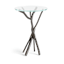 Hubbardton Forge Brindille 18" Diameter Glass Top Aluminum and Glass Table Dark Smoke