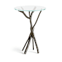 Hubbardton Forge Brindille 18" Diameter Glass Top Aluminum and Glass Table Oil Rubbed Bronze
