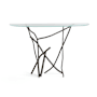 Hubbardton Forge Brindille 52" Wide Glass Top Aluminum and Glass Table Dark Smoke
