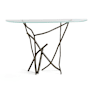 Hubbardton Forge Brindille 52" Wide Glass Top Aluminum and Glass Table Oil Rubbed Bronze