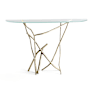 Hubbardton Forge Brindille 52" Wide Glass Top Aluminum and Glass Table Modern Brass