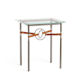 Hubbardton Forge Equus 22" Wide Glass Top Glass, Leather, and Metal Table Bronze / Natural Iron / Chestnut