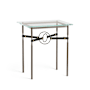 Hubbardton Forge Equus 22" Wide Glass Top Glass, Leather, and Metal Table Bronze / Natural Iron / Black