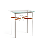 Hubbardton Forge Equus 22" Wide Glass Top Glass, Leather, and Metal Table Bronze / Vintage Platinum / Chestnut