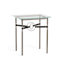 Hubbardton Forge Equus 22" Wide Glass Top Glass, Leather, and Metal Table Bronze / Vintage Platinum / Black
