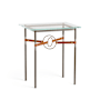 Hubbardton Forge Equus 22" Wide Glass Top Glass, Leather, and Metal Table Bronze / Soft Gold / Chestnut