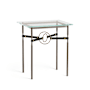 Hubbardton Forge Equus 22" Wide Glass Top Glass, Leather, and Metal Table Bronze / Soft Gold / Black