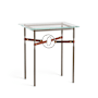 Hubbardton Forge Equus 22" Wide Glass Top Glass, Leather, and Metal Table Bronze / Sterling / British Brown