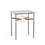 Hubbardton Forge Equus 22" Wide Glass Top Glass, Leather, and Metal Table Bronze / Sterling / Chestnut