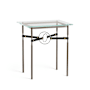 Hubbardton Forge Equus 22" Wide Glass Top Glass, Leather, and Metal Table Bronze / Sterling / Black