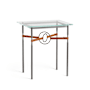Hubbardton Forge Equus 22" Wide Glass Top Glass, Leather, and Metal Table Dark Smoke / Bronze / Chestnut