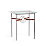 Hubbardton Forge Equus 22" Wide Glass Top Glass, Leather, and Metal Table Dark Smoke / Dark Smoke / British Brown