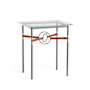Hubbardton Forge Equus 22" Wide Glass Top Glass, Leather, and Metal Table Dark Smoke / Dark Smoke / Chestnut
