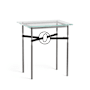 Hubbardton Forge Equus 22" Wide Glass Top Glass, Leather, and Metal Table Dark Smoke / Dark Smoke / Black