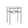 Hubbardton Forge Equus 22" Wide Glass Top Glass, Leather, and Metal Table Dark Smoke / Black / Chestnut