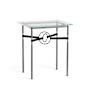 Hubbardton Forge Equus 22" Wide Glass Top Glass, Leather, and Metal Table Dark Smoke / Black / Black