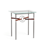 Hubbardton Forge Equus 22" Wide Glass Top Glass, Leather, and Metal Table Dark Smoke / Natural Iron / British Brown