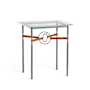 Hubbardton Forge Equus 22" Wide Glass Top Glass, Leather, and Metal Table Dark Smoke / Natural Iron / Chestnut