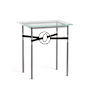 Hubbardton Forge Equus 22" Wide Glass Top Glass, Leather, and Metal Table Dark Smoke / Natural Iron / Black