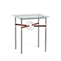 Hubbardton Forge Equus 22" Wide Glass Top Glass, Leather, and Metal Table Dark Smoke / Vintage Platinum / British Brown
