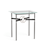 Hubbardton Forge Equus 22" Wide Glass Top Glass, Leather, and Metal Table Dark Smoke / Soft Gold / Black