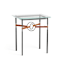 Hubbardton Forge Equus 22" Wide Glass Top Glass, Leather, and Metal Table Black / Bronze / Chestnut