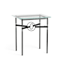 Hubbardton Forge Equus 22" Wide Glass Top Glass, Leather, and Metal Table Black / Bronze / Black
